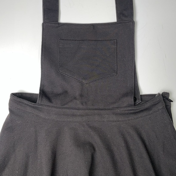 Cooperative Black Overall Pocket Adjustable Straps Stretch Flowy Circle Skirt 8 - Picture 3 of 11